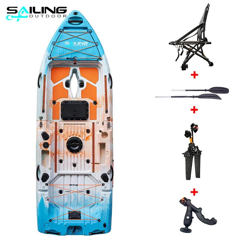 2025 New 11ft Single-Seating Plastic Kayak with Pedal Drive 2 Modular Detachable Sections easy assembly Popular boat for Fishing