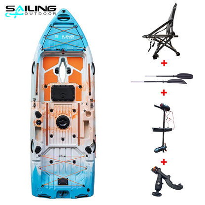 2025 New 11ft Single-Seating Plastic Kayak with Pedal Drive 2 Modular Detachable Sections easy assembly Popular boat for Fishing