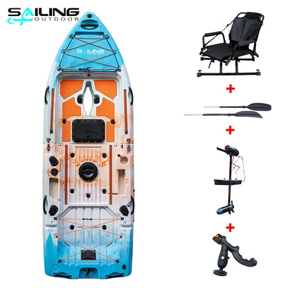 2025 New 11ft Single-Seating Plastic Kayak with Pedal Drive 2 Modular Detachable Sections easy assembly Popular boat for Fishing