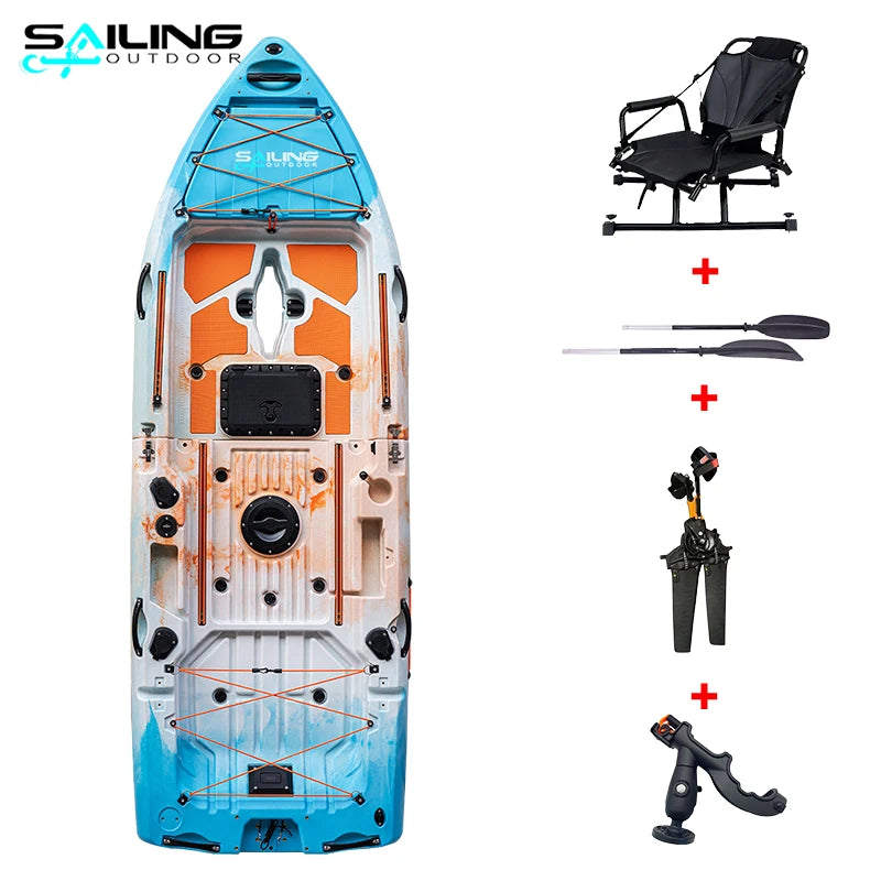 2025 New 11ft Single-Seating Plastic Kayak with Pedal Drive 2 Modular Detachable Sections easy assembly Popular boat for Fishing