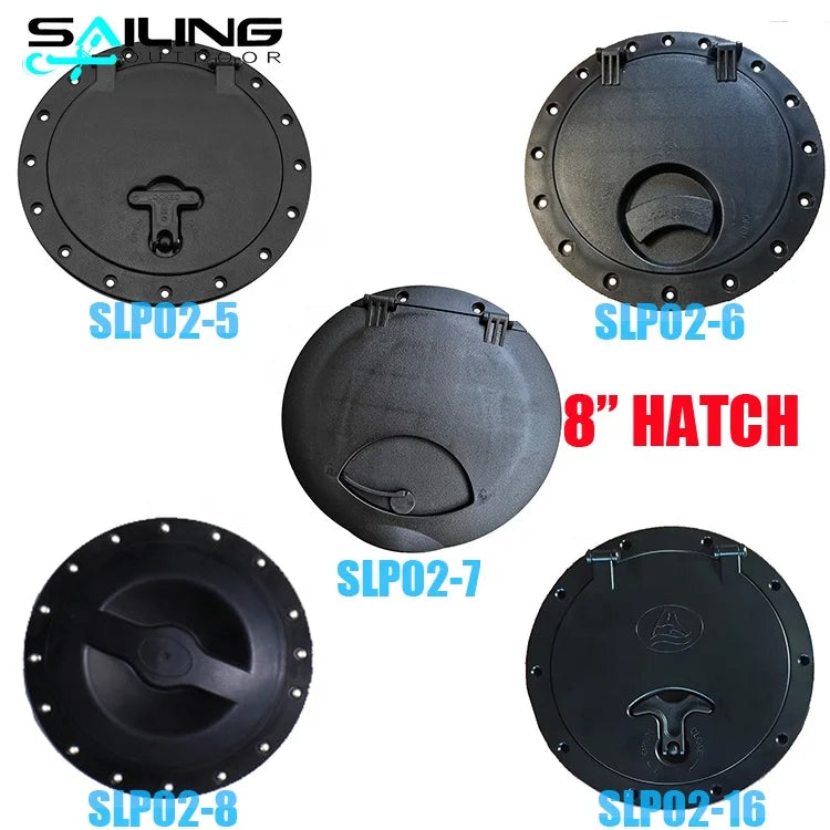 Waterproof Kayak Boat Equipment 6 Inch 8 Inch Black Circular Slip Inspection Hatch Storage Cover with hand knob