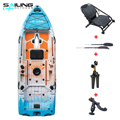 2025 New 11ft Single-Seating Plastic Kayak with Pedal Drive 2 Modular Detachable Sections easy assembly Popular boat for Fishing