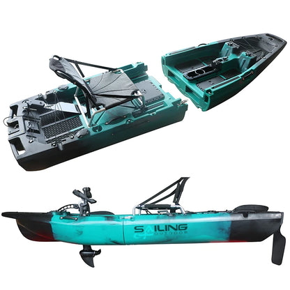 10ft Propeller Ocean Pedal Drive Kayak Modular 1-Person HDPE Sea Live Fish Storage Kayaks for Fishing LLDPE Hull Material Rivers